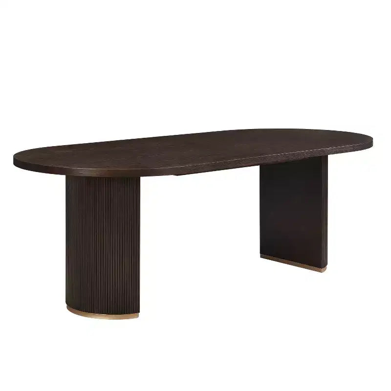 Christopher Knight Home Damian 88" Modern Minimalist Oval 6 Seater Dining Table with Double Pedestal Base Espresso
