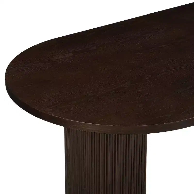 Christopher Knight Home Damian 88" Modern Minimalist Oval 6 Seater Dining Table with Double Pedestal Base Espresso