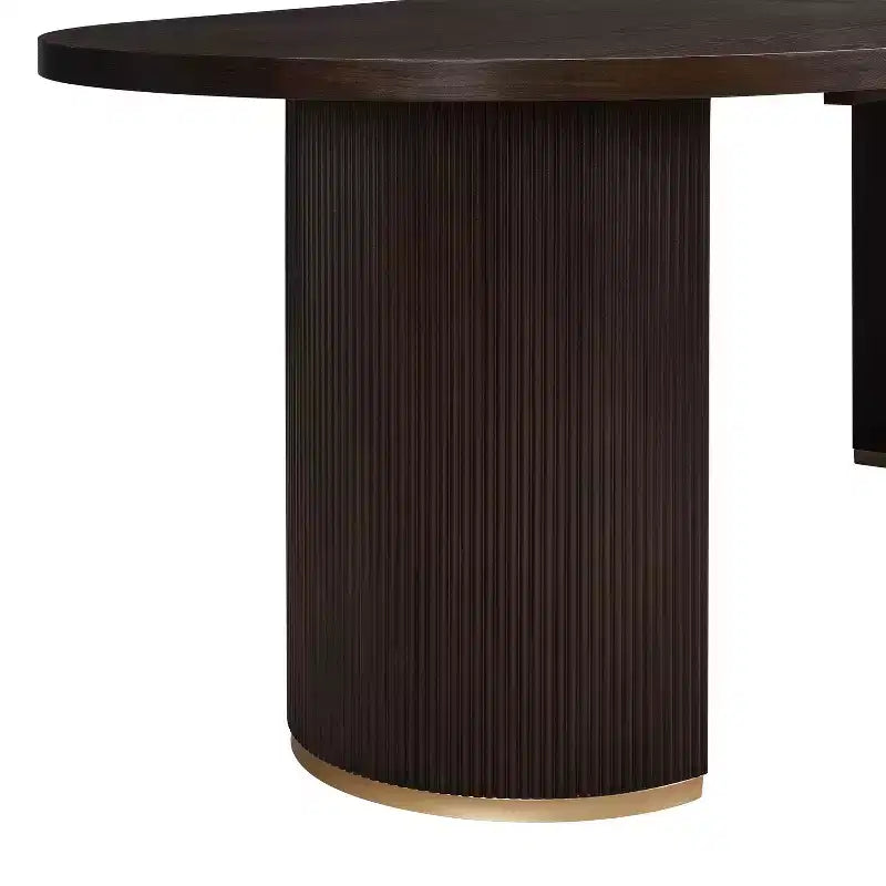 Christopher Knight Home Damian 88" Modern Minimalist Oval 6 Seater Dining Table with Double Pedestal Base Espresso