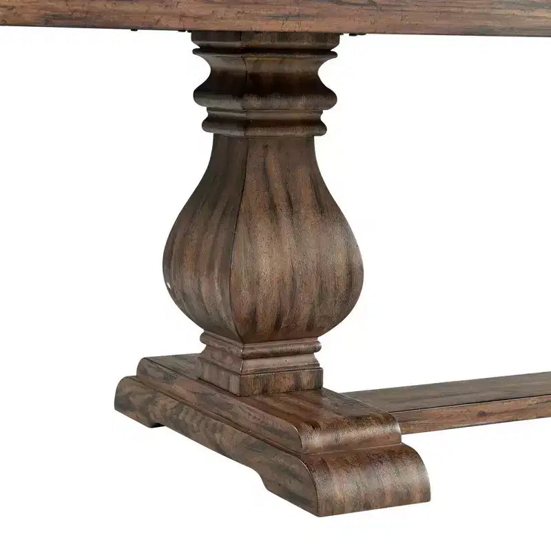 7pc Hayward Extendable Dining Table Set with 6 Tufted Tall Back ChairsWalnut - Picket House Furnishings: Elegant Double Pedestal Base