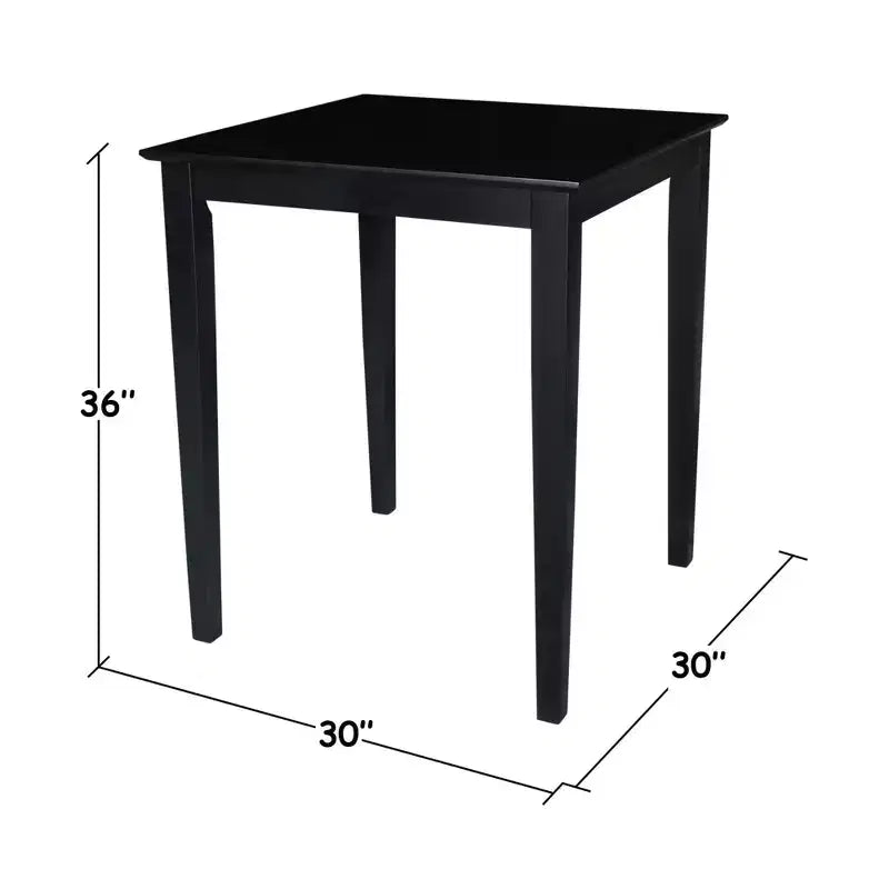 International Concepts Solid Wood Top Counter Height Table with Shaker Legs Black - International Concepts: Square, 36" High