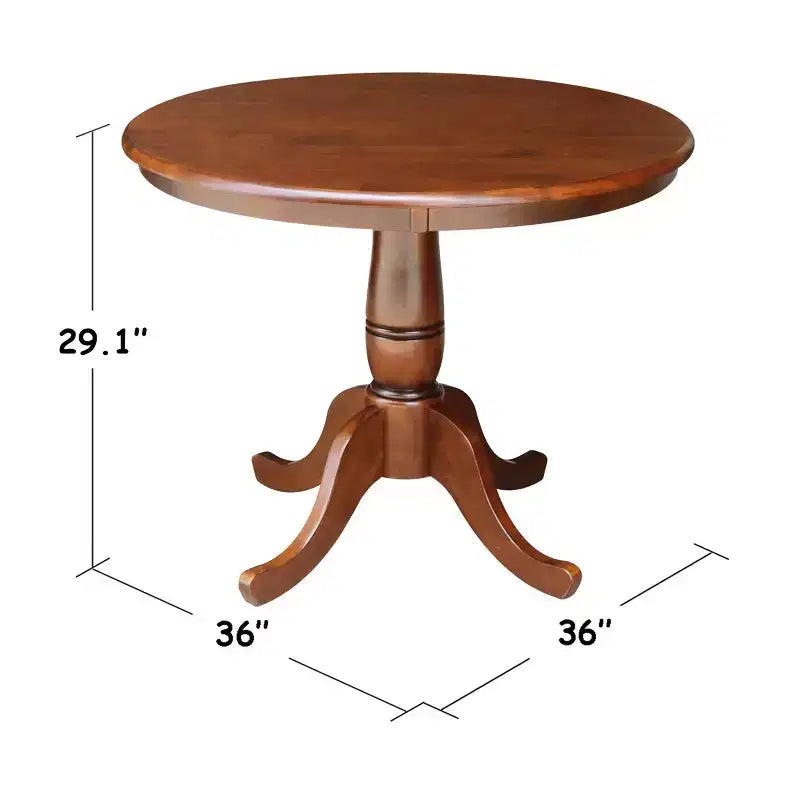 Table de salle à manger à piédestal, plateau rond 36", marron - International Concepts