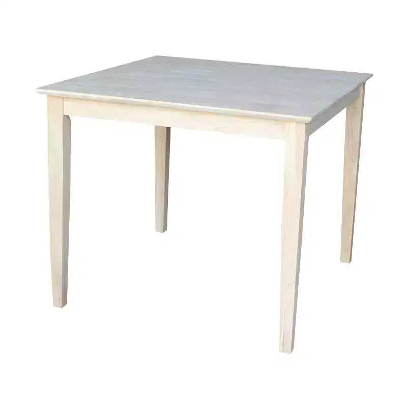 36" Square Solid Wood Dining Table with Shaker Legs Unfinished - International Concepts