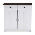 Lauren TwoTone and Buffet Kitchen Cabinet with Two Doors and Two Drawers White/Dark Brown - Baxton Studio: Engineered Wood, Modern Style