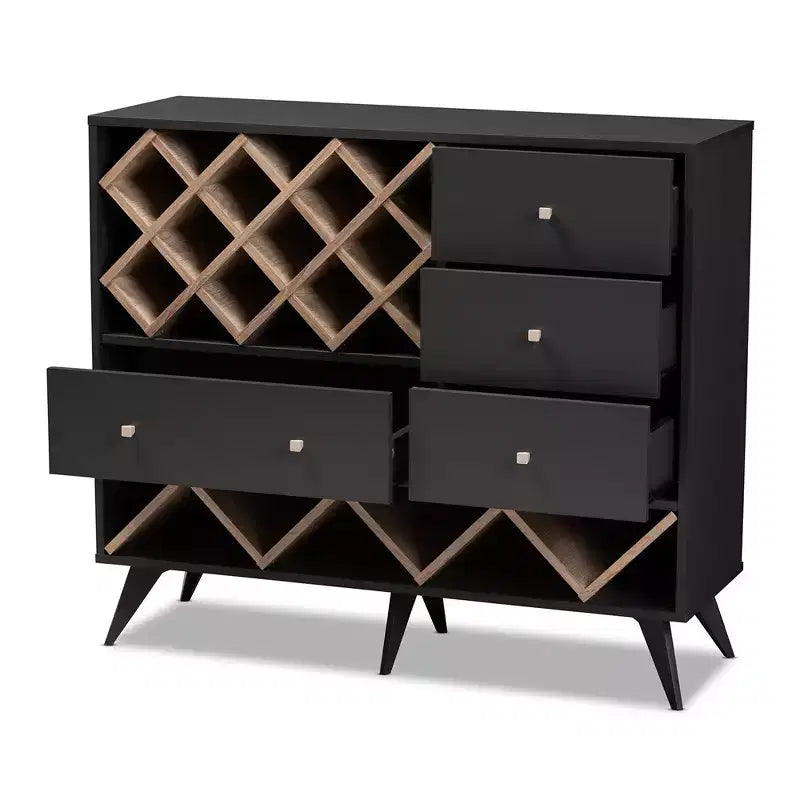 Savino and Oak Finished Wood Wine Cabinet Gray/Brown - BaxtonStudio