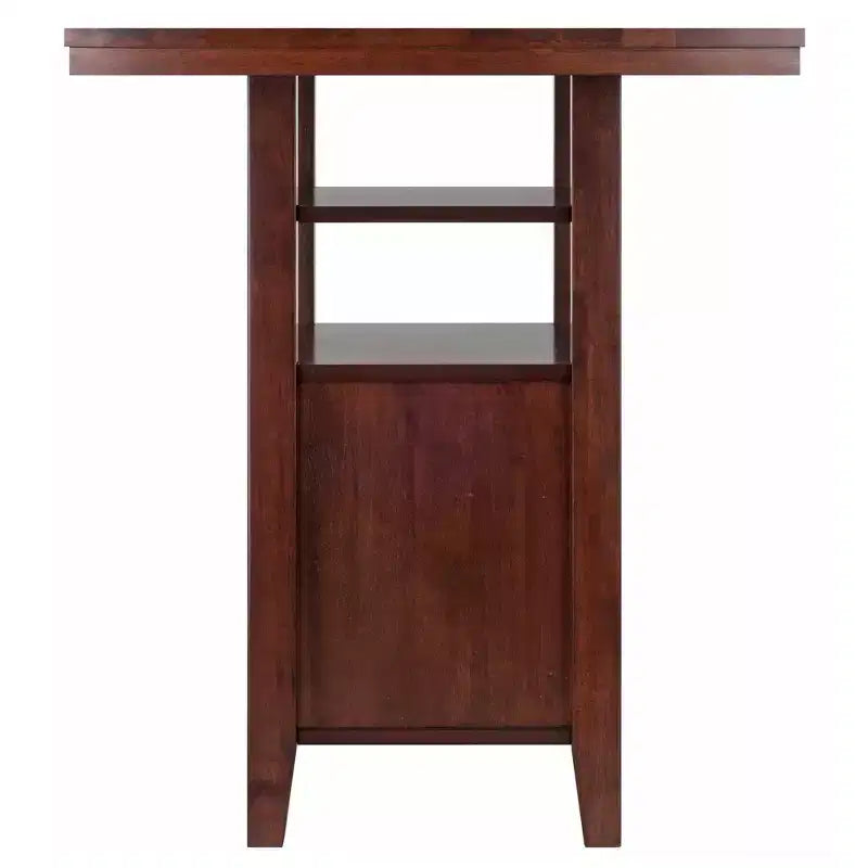 Albany High Table with Cabinet Walnut - Winsome: Kitchen Counter with Shelves, 4-Point Leg