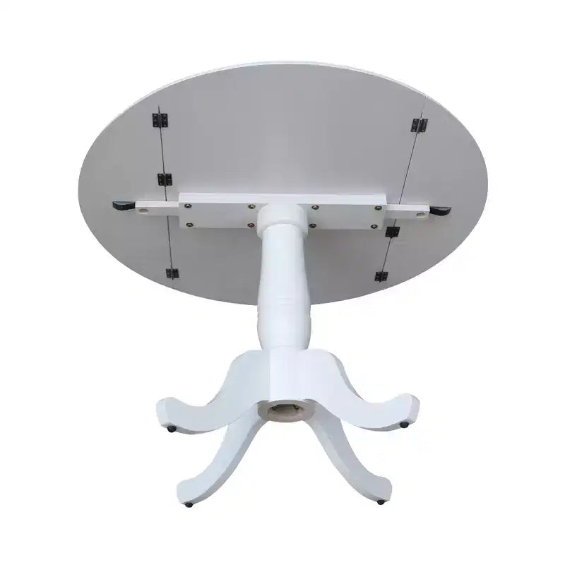 Table de salle à manger double plateau rond Patsy de 42 po blanc - International Concepts : Abattant, 4 places