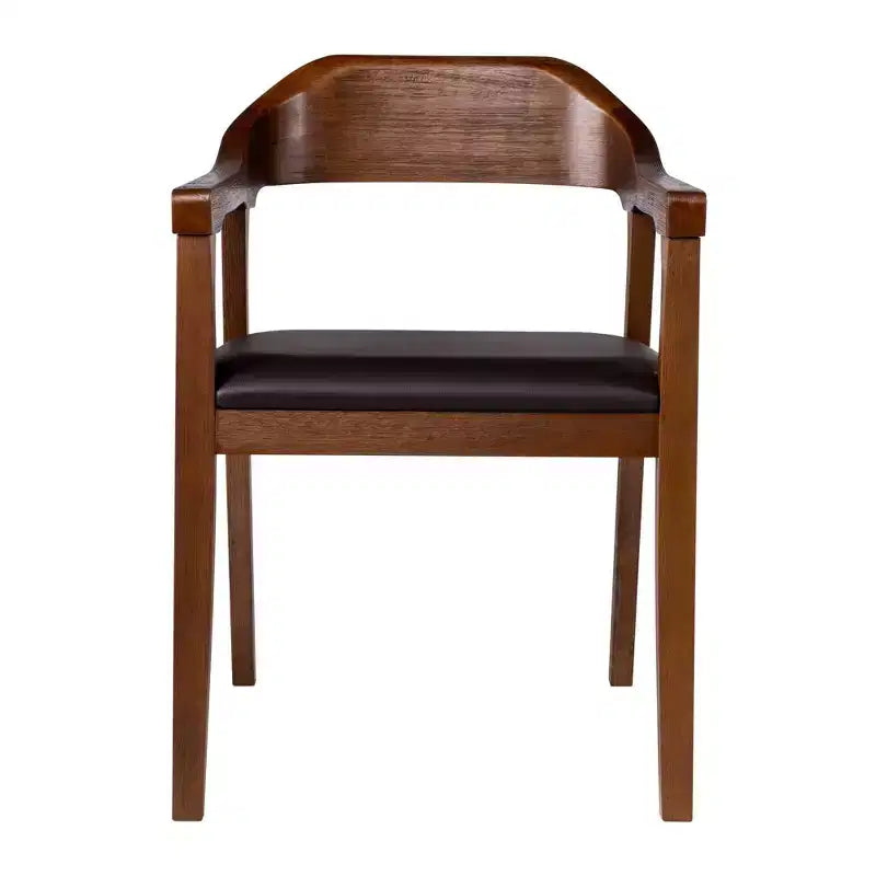 Boraam 6pc Rasmus Extendable Dining Table Set Chestnut Wire-Brush: Modern Style, Faux Leather Bench & Chairs