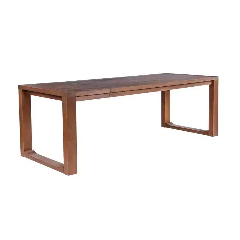 Boraam 6pc Rasmus Extendable Dining Table Set Chestnut Wire-Brush: Modern Style, Faux Leather Bench & Chairs
