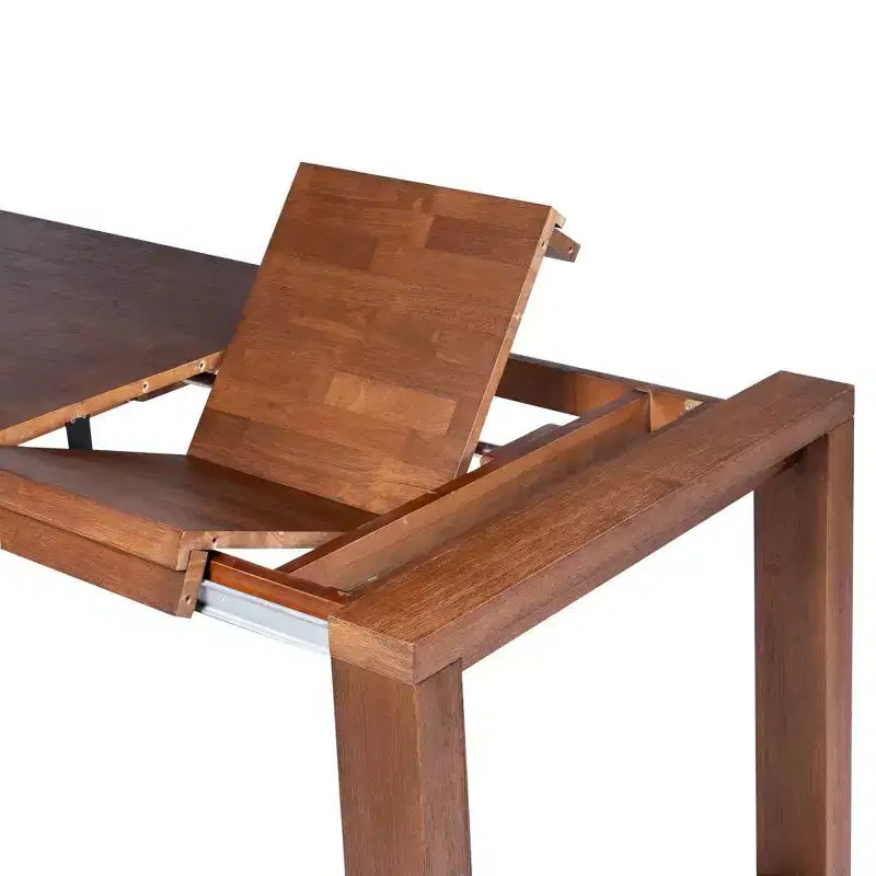 Boraam 6pc Rasmus Extendable Dining Table Set Chestnut Wire-Brush: Modern Style, Faux Leather Bench & Chairs