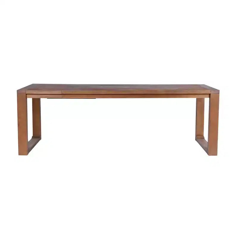 Boraam 6pc Rasmus Extendable Dining Table Set Chestnut Wire-Brush: Modern Style, Faux Leather Bench & Chairs