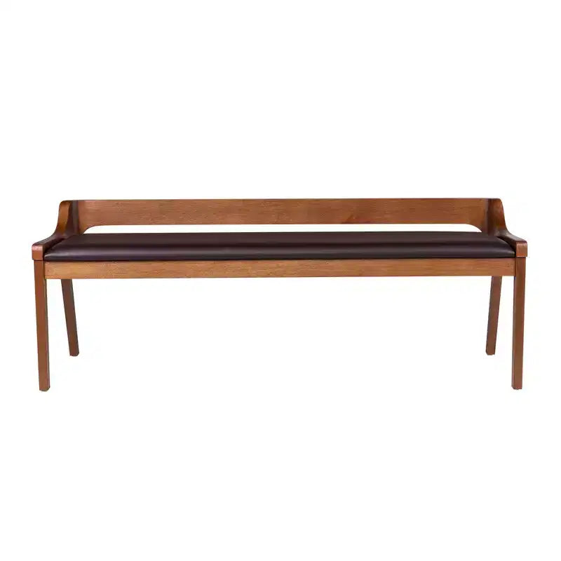 Boraam 6pc Rasmus Extendable Dining Table Set Chestnut Wire-Brush: Modern Style, Faux Leather Bench & Chairs