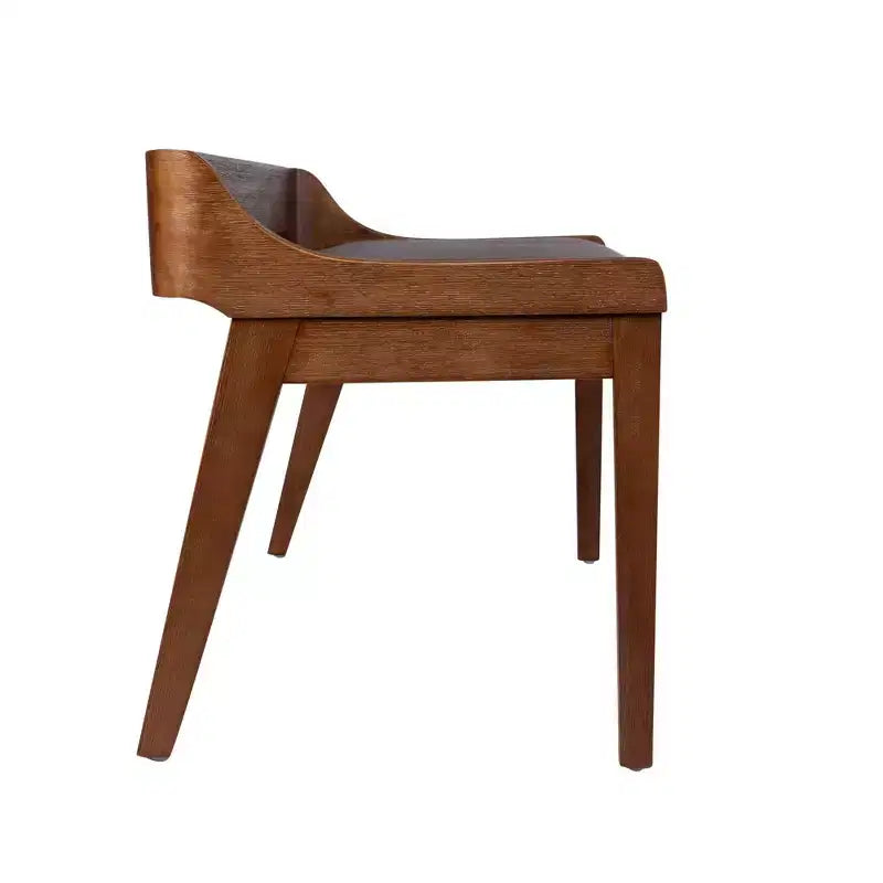 Boraam 6pc Rasmus Extendable Dining Table Set Chestnut Wire-Brush: Modern Style, Faux Leather Bench & Chairs