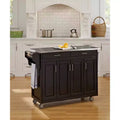 34.75" Kitchen Carts And Islands with Stainless Top Black/Silver - Home Styles: Mobile Storage, Spice Rack, Towel Bars