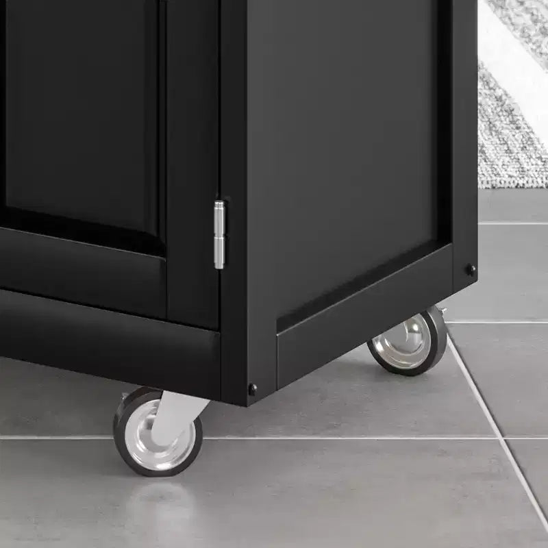 34.75" Kitchen Carts And Islands with Stainless Top Black/Silver - Home Styles: Mobile Storage, Spice Rack, Towel Bars