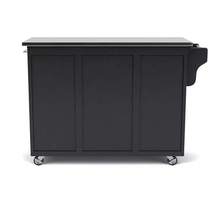 34.75" Kitchen Carts And Islands with Stainless Top Black/Silver - Home Styles: Mobile Storage, Spice Rack, Towel Bars