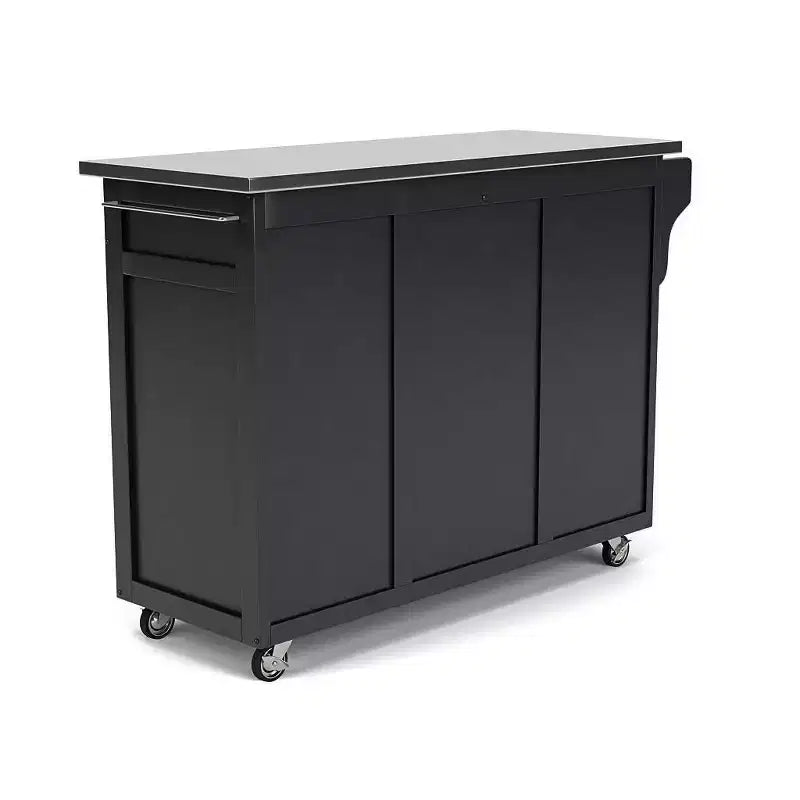 34.75" Kitchen Carts And Islands with Stainless Top Black/Silver - Home Styles: Mobile Storage, Spice Rack, Towel Bars