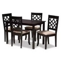 Mael Espresso Wood Dining Set Sand - Baxton Studio