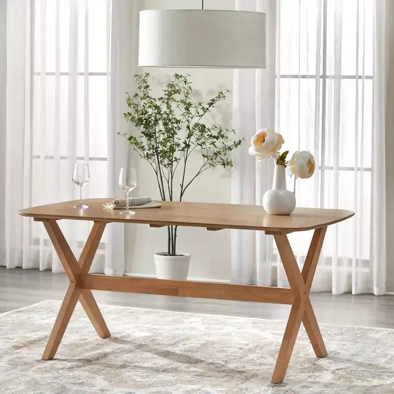 Table à manger rectangulaire en bois massif chêne clair Lifestorey Baywood, style milieu de siècle