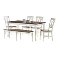 6pc Shelby Extendable Dining Set White - Crosley: Traditional Farmhouse Style, Turned Legs, Rubberwood Frame, Removable Leaf