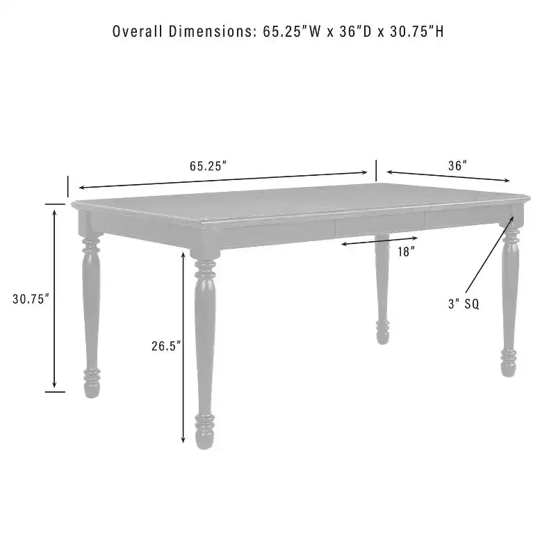 6pc Shelby Extendable Dining Set White - Crosley: Traditional Farmhouse Style, Turned Legs, Rubberwood Frame, Removable Leaf