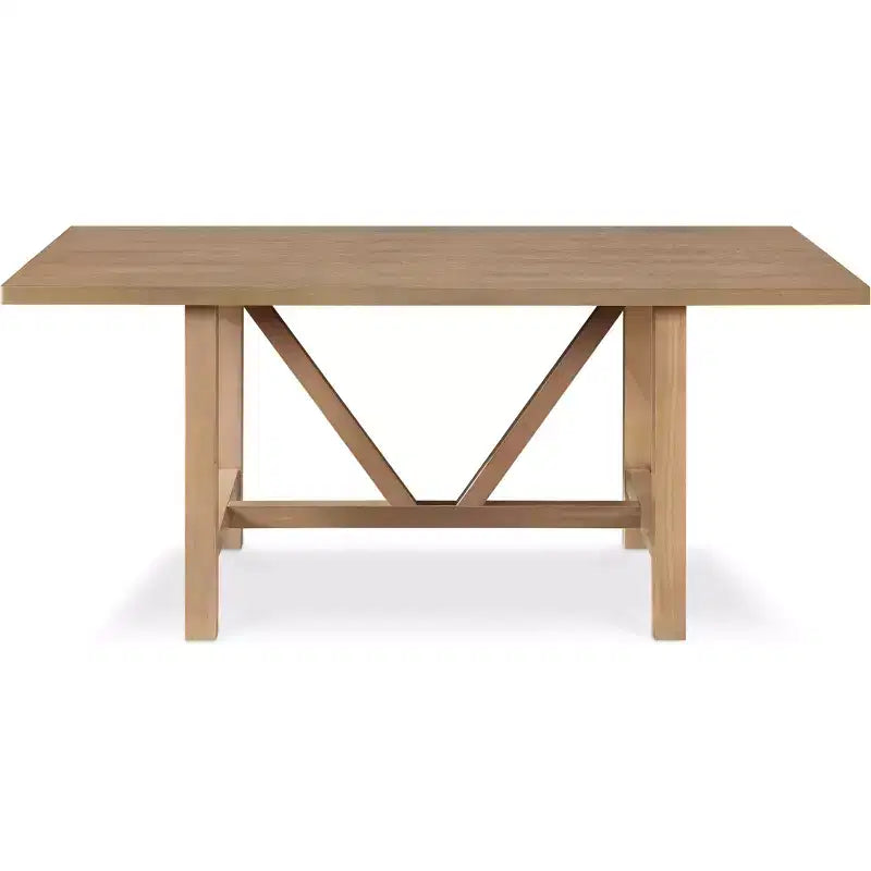 Grant Wood Dining Table Rustic Beige - Finch: Modern Farmhouse Style, Seats Six, Trestle Base