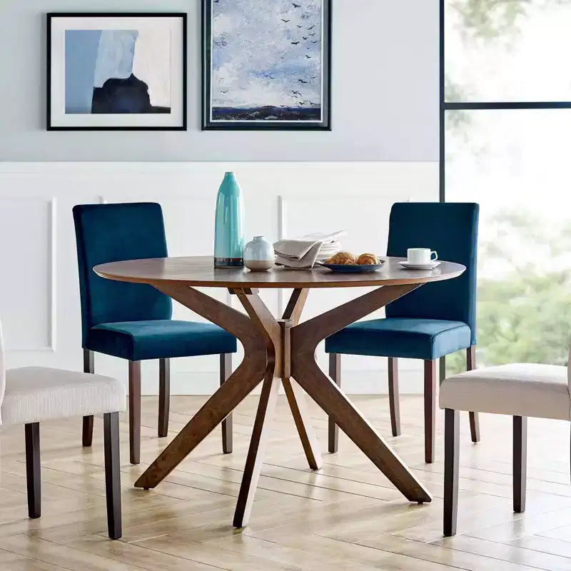 47" Crossroads Round Wood Dining Table Walnut - Modway