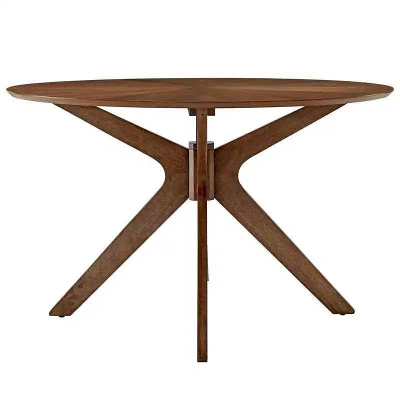 47" Crossroads Round Wood Dining Table Walnut - Modway