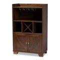 Carrie Walnut Finished Wood Wine Storage Cabinet Walnut - Baxton Studio