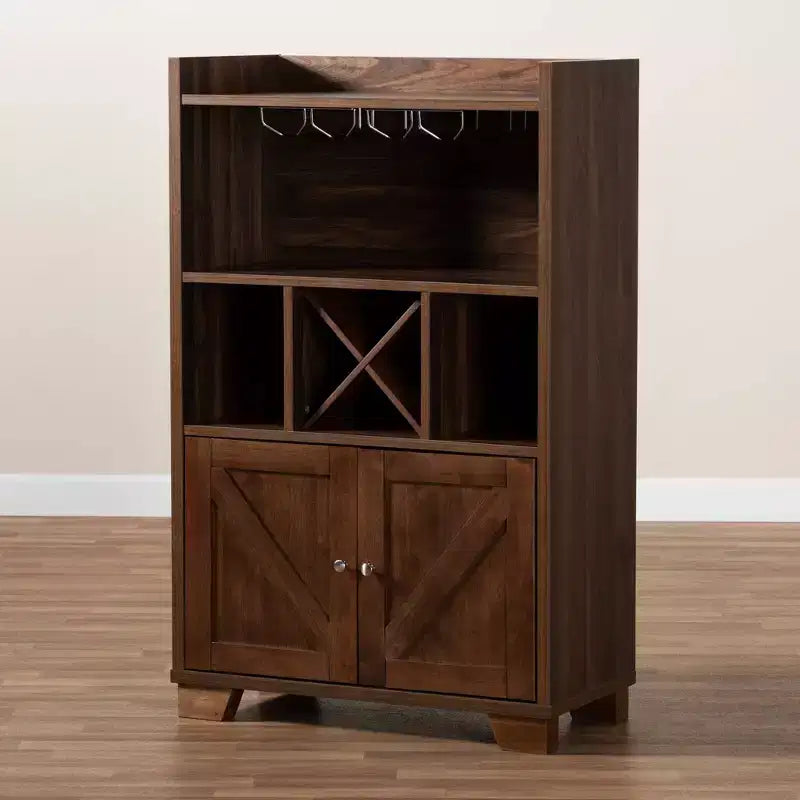 Meuble de rangement pour vin en bois fini noyer Carrie Walnut - Baxton Studio