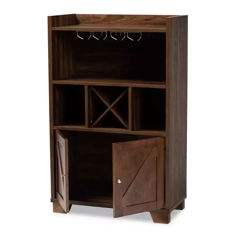 Meuble de rangement pour vin en bois fini noyer Carrie Walnut - Baxton Studio