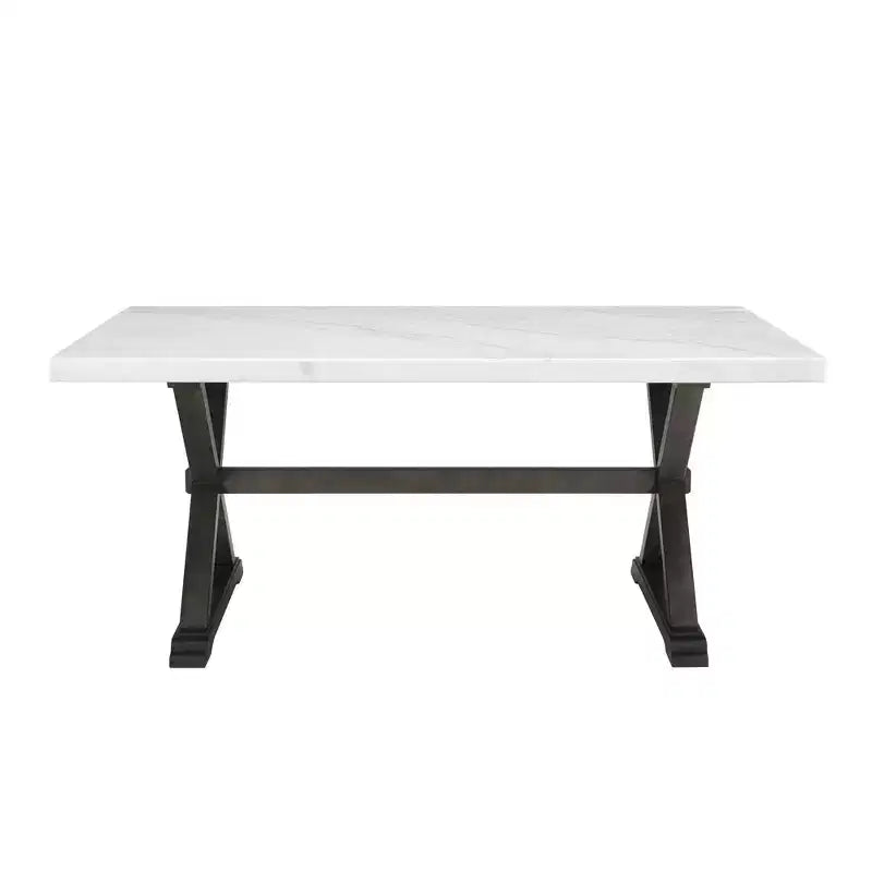 Landon Marble Dining Table White - Picket House Furnishings: Espresso Base, Transitional Style, Seats 4