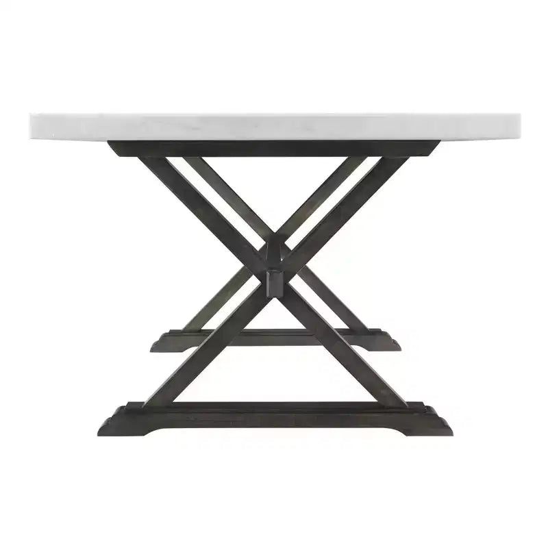 Landon Marble Dining Table White - Picket House Furnishings: Espresso Base, Transitional Style, Seats 4