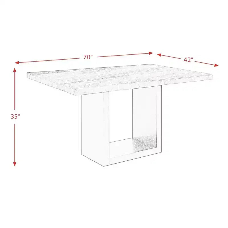 Willow Marble Counter Height Dining White - Picket House Furnishings: Chic Black Base, 6 Seats