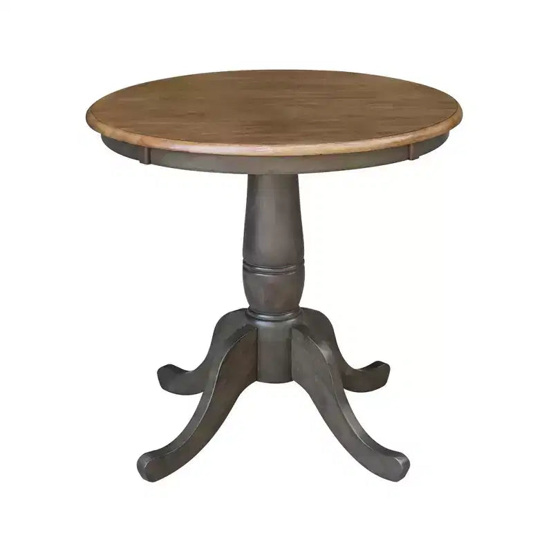 29" Clause Round Top Pedestal Dining Table Hickory Brown - International Concepts: Solid Wood, Mid-Century, 4-Seater