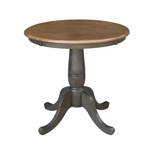 29" Clause Round Top Pedestal Dining Table Hickory Brown - International Concepts: Solid Wood, Mid-Century, 4-Seater