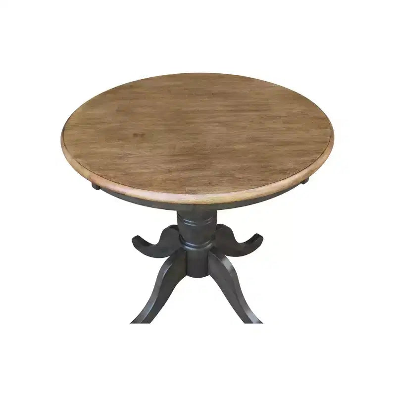29" Clause Round Top Pedestal Dining Table Hickory Brown - International Concepts: Solid Wood, Mid-Century, 4-Seater