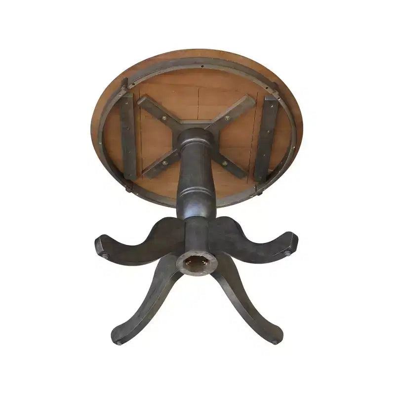 29" Clause Round Top Pedestal Dining Table Hickory Brown - International Concepts: Solid Wood, Mid-Century, 4-Seater