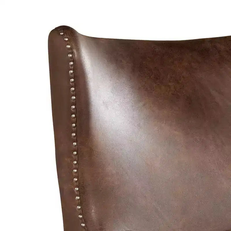Picket House Furnishings Elia Chair with Chrome Nails Toffee Brown: Upholstered Polyester, Nailhead Trim, Wood Frame