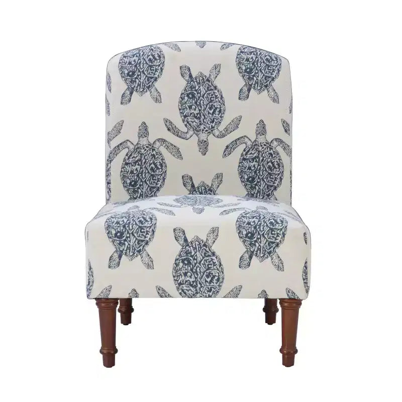 Loggerhead Accent Chair Dark Walnut - Powell Company: Rubberwood Frame, Sea Turtle Print, Foam Cushion