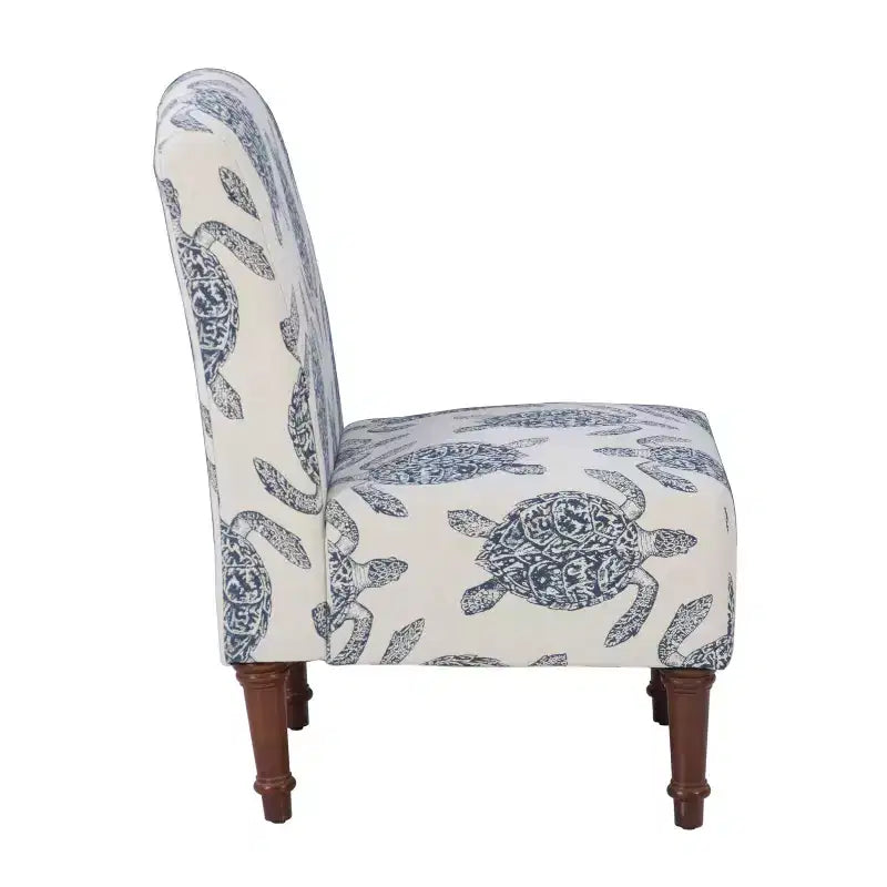 Loggerhead Accent Chair Dark Walnut - Powell Company: Rubberwood Frame, Sea Turtle Print, Foam Cushion