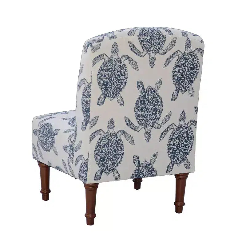 Loggerhead Accent Chair Dark Walnut - Powell Company: Rubberwood Frame, Sea Turtle Print, Foam Cushion