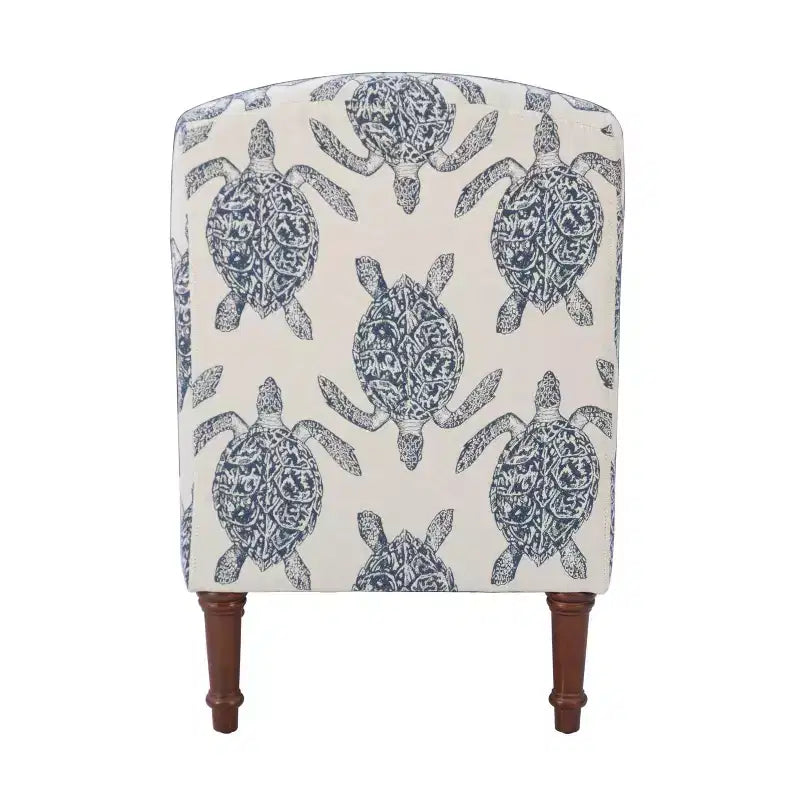 Loggerhead Accent Chair Dark Walnut - Powell Company: Rubberwood Frame, Sea Turtle Print, Foam Cushion