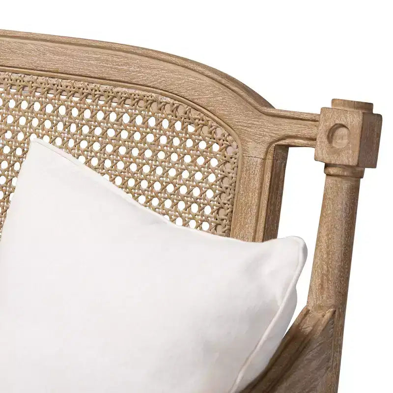Canapé de salon Clemence en bois blanchi à la chaux, rembourré, ivoire/chêne - Baxton Studio : Polyester et coton, nettoyage ciblé, 3 places
