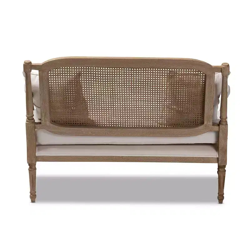 Canapé de salon Clemence en bois blanchi à la chaux, rembourré, ivoire/chêne - Baxton Studio : Polyester et coton, nettoyage ciblé, 3 places