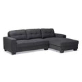 Baxton Studio Langley Sectional Sofa with Right Facing Chaise Dark Gray: Mid-Century Modern, Upholstered, Wood Frame