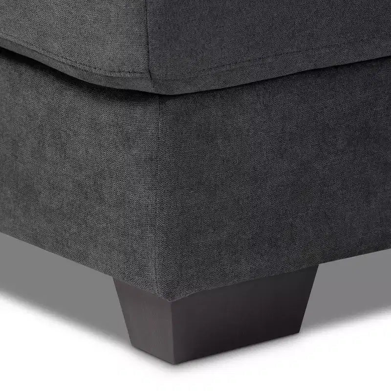 Baxton Studio Langley Sectional Sofa with Right Facing Chaise Dark Gray: Mid-Century Modern, Upholstered, Wood Frame
