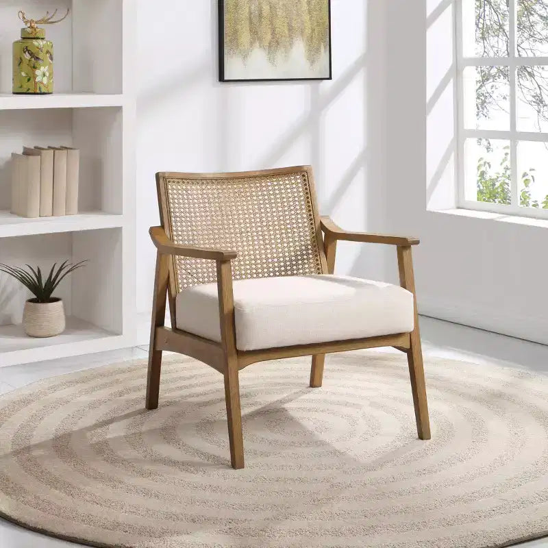 Alaina Armchair Linen - OSP Home Furnishings: Khaki Upholstered Accent Chair, Removable Cushions, Transitional Style