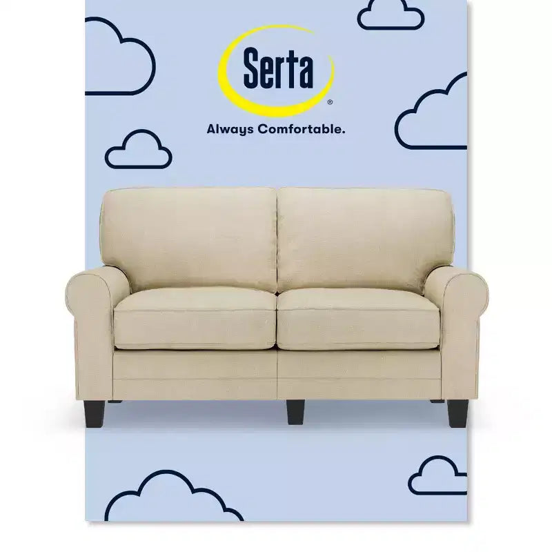 61" RTA Copenhagen Collection Loveseat Marzipan - Serta: Upholstered Polyester, Wood Frame, 450lb Capacity