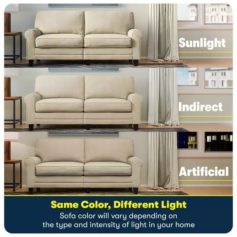 61" RTA Copenhagen Collection Loveseat Marzipan - Serta: Upholstered Polyester, Wood Frame, 450lb Capacity